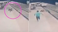 Mayur Shelkhe, Central Railway Employee, Saves Child From Being Run Over by Speeding Train at Vangani Railway Station in Thane District (Watch Video)
