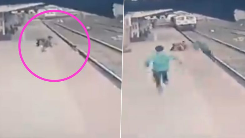 Mayur Shelkhe, Pointsman in Mumbai Division, Saves Child From Being Run Over by Local Train at Vangani Railway Station (Watch Video)