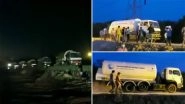 &lsquo;Oxygen Express&rsquo; Carrying Cryogenic Tankers With Over 100 Tons of Liquid Medical Oxygen Reaches Visakhapatnam in Andhra Pradesh (Watch Video)