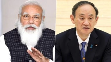 PM Narendra Modi and Japanese PM Suga Yoshihide Hold Talks Over Phone Call, Exchange Views on Challenges Posed by COVID-19 Pandemic