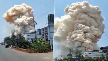 Maharashtra: Fire Breaks Out At MR Pharma in Ratnagiri’s MIDC; Thick Smoke Seen Coming Out From the Pharmaceutical Company (Watch Video)