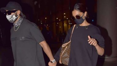 Deepika Padukone And Ranveer Singh Return To Mumbai From Bangalore In An All-Black Ensemble (Watch Video)