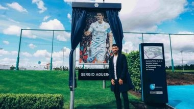 Sports News | Aguero Presented with Mosaic Inspired by His First-ever Manchester City Goal