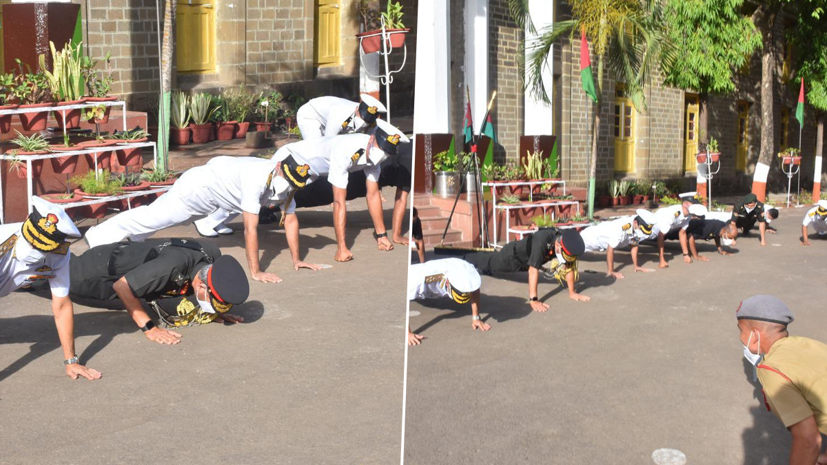 Indian Navy Chief Admiral Karambir Singh Performs Push-Ups With Young Cadets of National Defence Academy (View Pics)