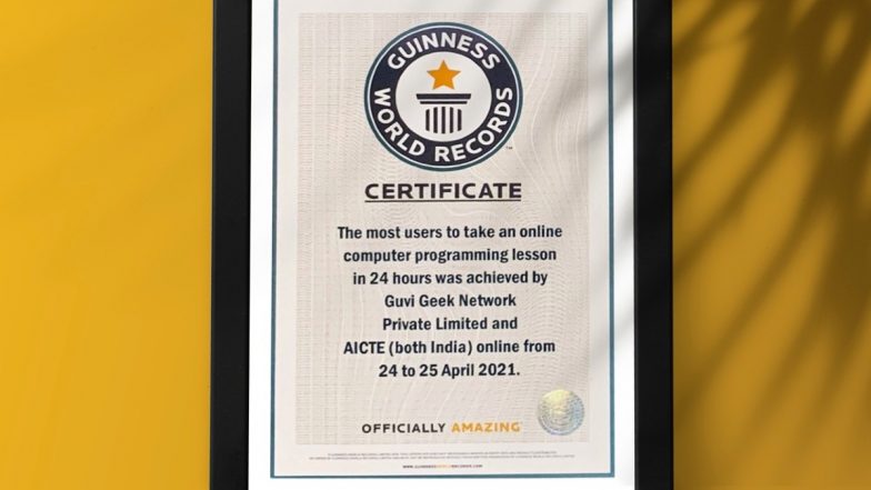 AICTE and Guvi Geek Network To Get Recognition From Guinness World Records for Most Users Taking Online Computer Programming Lesson in 24 Hours