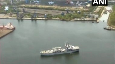 India News | COVID-19: INS Airavat Carrying Medical Supplies from Singapore Arrives in Visakhapatnam