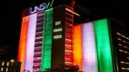 World News | Sydney: University of New South Wales' Library Illuminated with Tricolour to Show Solidarity with India's Fight Against Covid-19