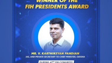 Sports News | Odisha CM's Aide VK Pandian Conferred with FIH Presidents Award