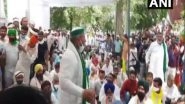 India News | Flouting Covid-19 Lockdown, BKU Chief Tikait, Huge Farmers' Group Protest in Hisar