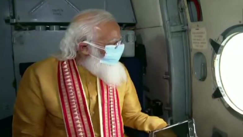 PM Narendra Modi Conducts Aerial Survey of Cyclone Yaas Affected Areas in West Bengal & Odisha