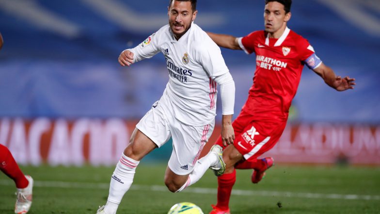 Real Madrid 2–2 Sevilla, La Liga 2020–21 Result: Late Eden Hazard Goal Rescues a Point for Los Blancos, Keep Title Race Alive