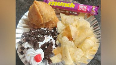 A Twitter User Shares a Picture of a Plate Loaded with Chips, Samosa and Black Forest Cake, an Actual Representation of 90s Kids' Birthday Party!