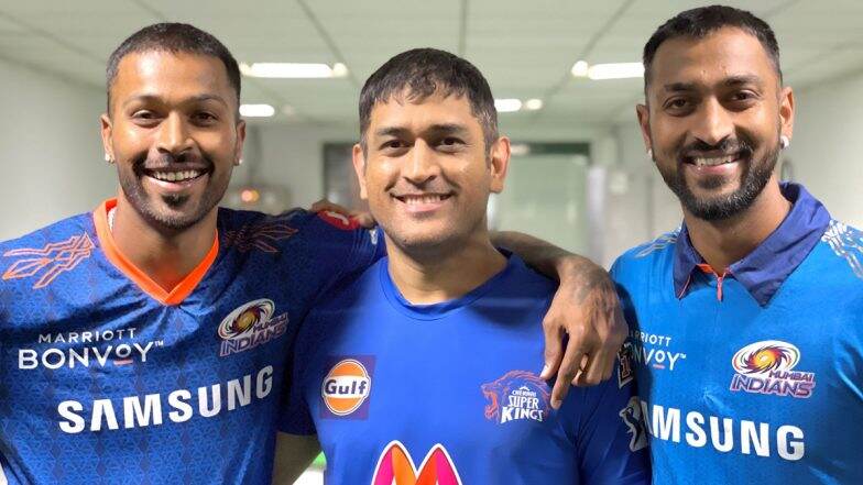 Hardik Pandya Shares Pic With ‘Brothers’ MS Dhoni and Krunal Pandya After MI vs CSK Match in IPL 2021