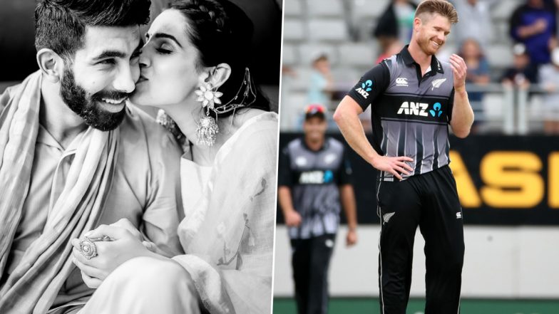 Jimmy Neesham Hilariously Trolls Jasprit Bumrah over Mumbai Indians Pacer’s Birthday Post for Wife Sanjana Ganesan