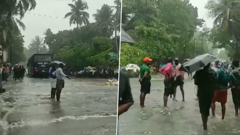 Kerala: Kochi Witnesses Flash Floods, Rough Sea Conditions & Rainfall (Watch Video)