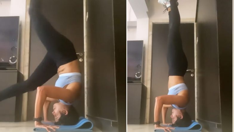 Mandira Bedi Shares Her Video Doing a Headstand, Says ‘It Helps Keep My Anxiety at Bay’