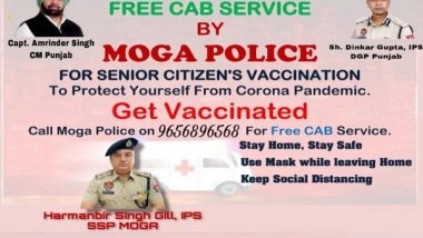 India News | COVID-19 Vaccination: Punjab Police Starts Free Cab Service for Senior Citizens in Moga