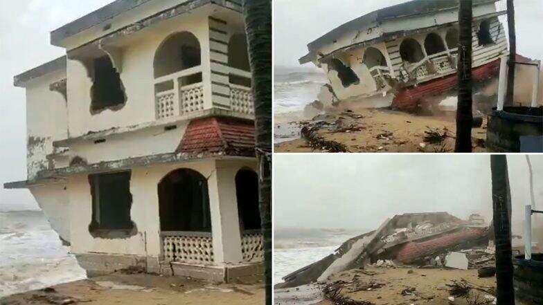 Cyclone Tauktae Impact: House Collapses Into Sea in Kasargod After Heavy Rainfall Lashes Kerala (Watch Video)