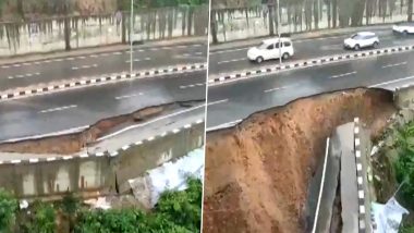 Arunachal Pradesh: Portion of National Highway-415 Collapses in Itanagar After Heavy Rainfall (Watch Video)