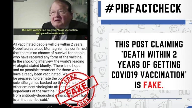 French Nobel Laureate Luc Montagnier Said People Will Die Within 2 Years of Getting Vaccinated? PIB Fact Check Debunks Fake Claim About COVID-19 Vaccination, Reveals Truth