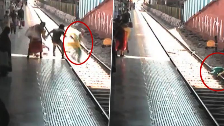 Maharashtra Police Personnel Saves Accused Woman Trying To Jump In Front Of A Train At Dadar Railway Station In Mumbai (Watch Video)