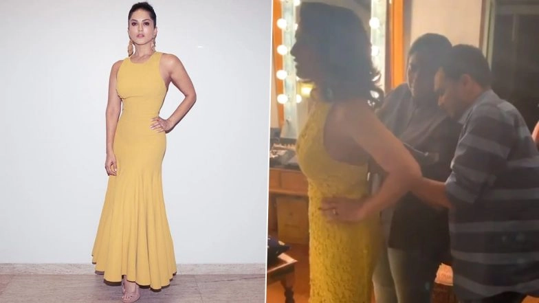 Sunny Leone Shares a Funny Video Where Her Team Struggles To Fit Her Into a Beautiful Yellow Gown