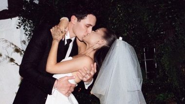 Ariana Grande Locks Lips With Hubby Dalton Gomez in First Viral Wedding Pics (View)