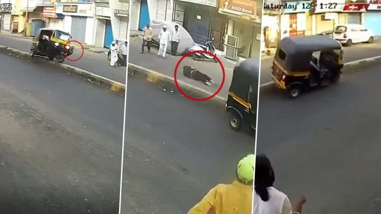 Karma Strikes Back! Pune Auto Driver Meets With Terrible Accident While Trying To Kick a Dog On The Road (Watch Video)