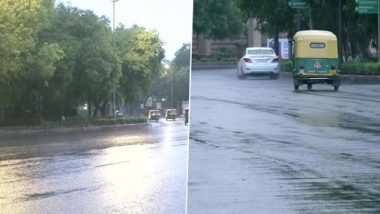 Delhi Rains: National Capital Receives Brief Spell of Light Rainfall During Morning Hours, Temperature Dips (See Pics)