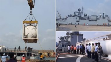 INS Talwar Reaches Mangalore Port in Karnataka With 54 Tonnes of Liquid Oxygen From Bahrain