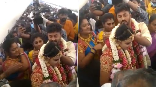 Wedding On A Plane! Madurai Couple Rents SpiceJet Flight for 2 Hours To Escape COVID-19 Lockdown, Ties Knot Onboard Amid Pandemic (Watch Video)