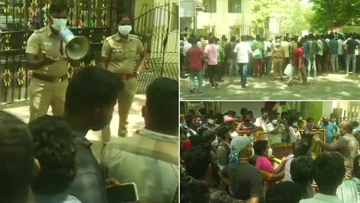 Tamil Nadu: Huge Crowd Seen Outside Government Kilpauk Medical College in Chennai To Get Remdesivir for Their Family Members (See Pics)