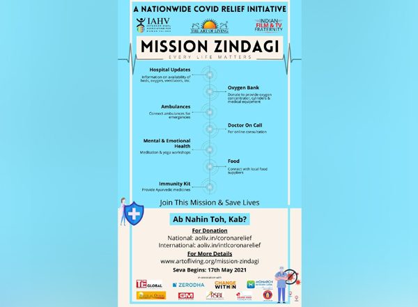 Business News | The Art of Living Announces Mission Zindagi - A Volunteer Driven Service Initiative for COVID Relief
