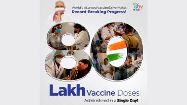 COVID-19 Vaccination Update: India Records Highest Coronavirus Vaccination In A Day, Over 80 Lakh Doses Administered On Monday; Check State-Wise Details