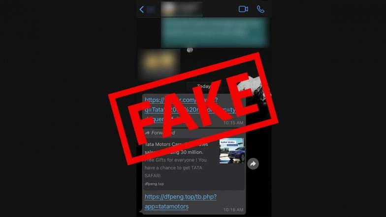 'Tata Motors Cars Celebrates Sales Exceeding 30 Million, Fill Questionnaire to Win Tata Safari'; Fake WhatsApp Message Goes Viral