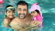 Father&rsquo;s Day 2021: Shilpa Shetty Shares Pic of Hubby Raj Kundra Chilling with Kids in Pool, Says &lsquo;To Our Family You Are Our World&rsquo;