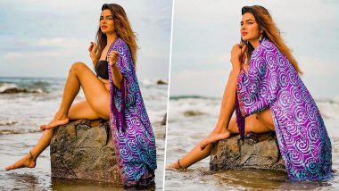 Aashka Goradia Raises the Temperature As She Slips Into a Sexy Black Bikini Paired With Printed Shurg in Her Latest PICS