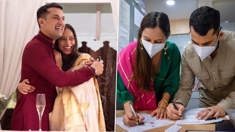 Danish Sait Exchange Rings with Anya Rangaswami in a Close-Knit Affair After Registering Their Marriage A Day Prior (View Pics)