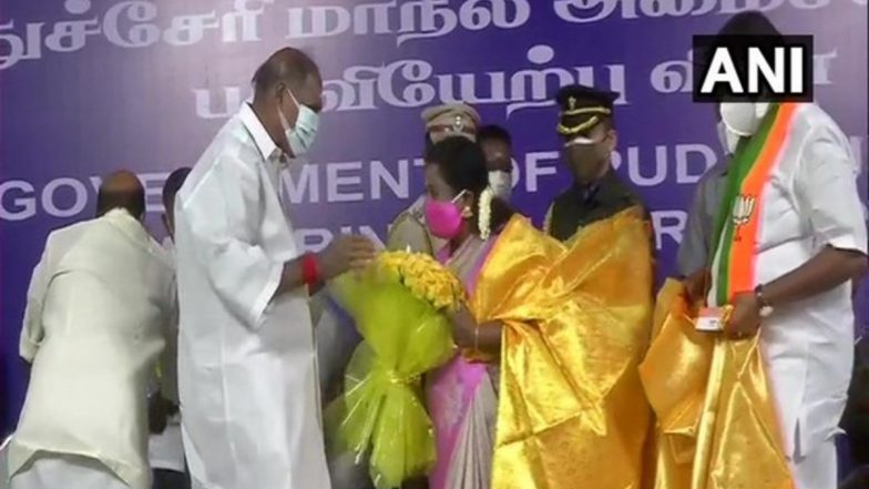 Puducherry: Five MLAs of Ruling Coalition Govt Led by CM N Rangasamy Sworn In As Ministers