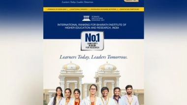 Business News | Bharath Institute of Higher Education and Research Tops the List of Private Universities in India