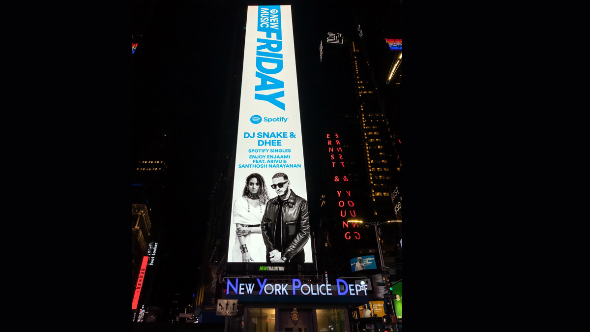 Enjoy Enjaami Dj Snake Dhee S Song Becomes First Tamil Independent Number To Get A Billboard In Times Square Latestly