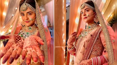 Shaurya Aur Anokhi Ki Kahani Actress Debattama Saha's Bridal Avatar in Peach Sequin Lehenga is Everything (View Photos)