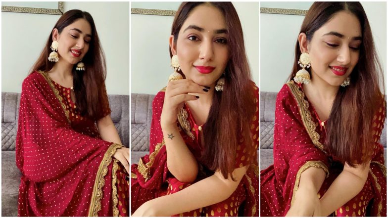 Disha Parmar Looks Wedding Ready in Maroon-Golden Salwar Suit, Promises To Give ‘Sharmane Ka Tutorial’ (View Gorgeous Pics)