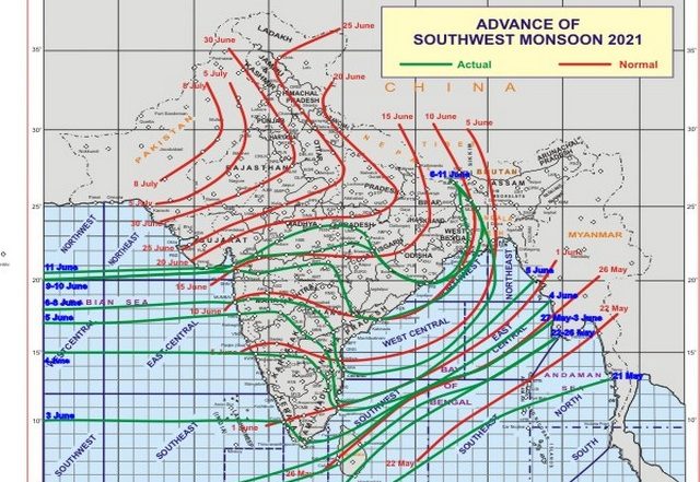 India News | Southwest Monsoon Advances Further into North Arabian Sea, Gujarat, MP, Chhattisgarh