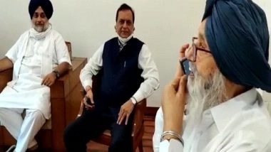 India News |  'Will Invite You to Punjab Soon': Akali Dal's  Parkash Badal Makes Phone Call to New Ally Mayawati