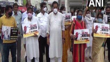 Fuel Price Hike: Tripura Congress Holds Protest in Agartala Over Continuous Rise in Petrol and Diesel Prices