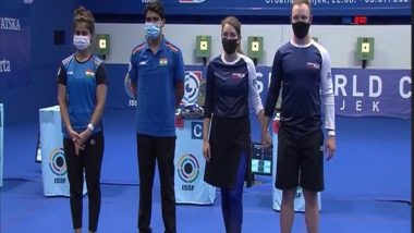 ISSF World Cup 2021: Manu Bhaker, Saurabh Chaudhary Settle for Silver in 10m Air Pistol Mixed Team Event in Croatia