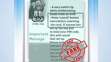 PIN Theft Can Be Prevented by Pressing 'Cancel' Twice on ATM Before Transaction? PIB Debunks Viral Post Falsely Attributed to RBI, Reveals Truth