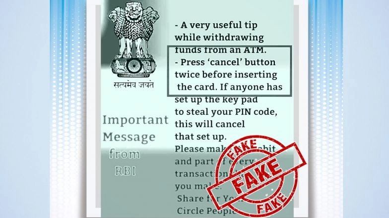 PIB Fact Check Reveals Truth Behind Fake Viral Message About ATM PIN Theft Falsely Attributed to RBI