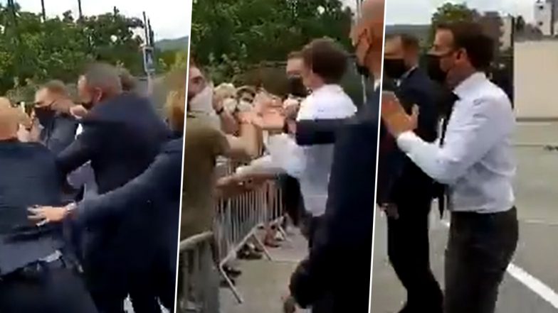 French President Emmanuel Macron Slapped On Regional Tour Of Southeast France, Two Detained (Watch Video)